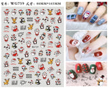 Popxstar Merry Christmas 3D Nails Sticker Winter Cute Cartoon Sliders Snowflake Elk Xmas Tree Decal UV Gel Polisn Manicures Foils Decor