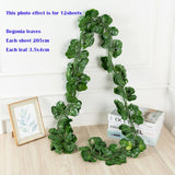 Popxstar 205cm Green Silk Artificial Hanging Leaf Garland 12pcs of Plants Vine Leaves For Home Wedding Party Bathroom Garden Decoration