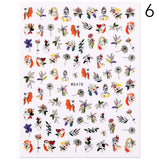 Popxstar Geometric Lines Flowers Leaves 3D Nail Sticker Figure Woman Face Pattern Special Self Adhesive Nail Art Decals Manicures Sliders