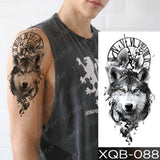 Waterproof Temporary Tattoo Sticker Crusader Wings Cross Warrior Flash Tattoos Lion Wolf Body Art Arm Fake Sleeve Tatoo Men