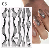 Popxstar French 3D Nail Decals Stickers Stripe Line French Tips Transfer Nail Art Manicure Decoration Gold Reflective Glitter Stickers