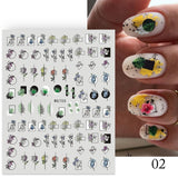 Popxstar Geometric Lines Flowers Leaves 3D Nail Sticker Figure Woman Face Pattern Special Self Adhesive Nail Art Decals Manicures Sliders