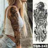 Popxstar Large Arm Sleeve Tattoo Lion Crown King Rose Waterproof Temporary Tatoo Sticker Wild Wolf Tiger Men Full Skull Totem Tatto