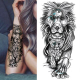 Popxstar Black Forest Tattoo Sticker For Men Women Children Tiger Wolf Death Skull Temporary Tattoo Fake Henna Skeleton King Animal Tatoo