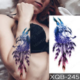 Waterproof Temporary Tattoo Sticker Crusader Wings Cross Warrior Flash Tattoos Lion Wolf Body Art Arm Fake Sleeve Tatoo Men