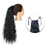 Popxstar Synthetic Corn Wavy Long Ponytail  Hairpiece Wrap on Clip Hair Extensions Ombre Brown Pony Tail Blonde Fack Hair