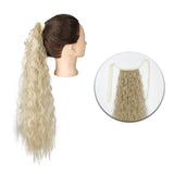 Popxstar Synthetic Corn Wavy Long Ponytail  Hairpiece Wrap on Clip Hair Extensions Ombre Brown Pony Tail Blonde Fack Hair