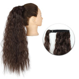 Popxstar Synthetic Corn Wavy Long Ponytail  Hairpiece Wrap on Clip Hair Extensions Ombre Brown Pony Tail Blonde Fack Hair