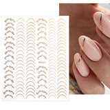 Popxstar French 3D Nail Decals Stickers Stripe Line French Tips Transfer Nail Art Manicure Decoration Gold Reflective Glitter Stickers