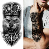 Popxstar Teenagers over Knee Tattoo Men Small Men's TattoosGod Cross Lion Temporary Tattoos For Men Women Realistic Compass Lion Fake Tatoos Forearm Jesus Christ Thigh Tattoo Sticker