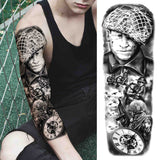 Popxstar Rose Flower Warrior Temporary Tattoos For Women Girl Men Tribal Full Sleeve Lion Tattoo Sticker Fake Black God Tatoos Covers Up