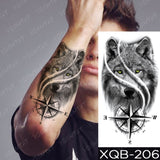 Waterproof Temporary Tattoo Sticker Crusader Wings Cross Warrior Flash Tattoos Lion Wolf Body Art Arm Fake Sleeve Tatoo Men