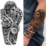 Popxstar Teenagers over Knee Tattoo Men Small Men's TattoosGod Cross Lion Temporary Tattoos For Men Women Realistic Compass Lion Fake Tatoos Forearm Jesus Christ Thigh Tattoo Sticker