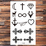 Popxstar Waterproof Black Infinity Tattoo Feather Bird Women Body Hand Art Drawing Temporary Tattoo Stickers Men Finger Tatto Small Paste