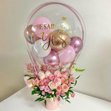 Popxstar Balloon Flowers Gift Box Packing Lid Wedding Party Cylinder Candy Round Custom Logo Luxury Cardboard Rose Bouquet Package I Love