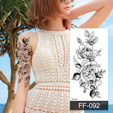 Popxstar fake henna tattoo mandala lotus flowers jewery arabic indian egyptian tattoo sleeve hand finger breast tatoo black waterproof