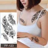 Popxstar fake henna tattoo mandala lotus flowers jewery arabic indian egyptian tattoo sleeve hand finger breast tatoo black waterproof