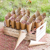 Popxstar Kraft Paper Wedding Confetti Cone Holder Support for Wedding Decor Confetti Cones Stand Box Tray Fake Flower Wedding Paper Cones