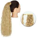 Popxstar Synthetic Corn Wavy Long Ponytail  Hairpiece Wrap on Clip Hair Extensions Ombre Brown Pony Tail Blonde Fack Hair