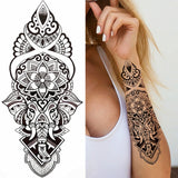 Popxstar 1pc Animal Lion Women Waterproof Temporary Tattoos Fake Stickers Arm Sun Art Black Cross Jesus 3D Praying Fashion Decoration