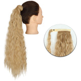 Popxstar Synthetic Corn Wavy Long Ponytail  Hairpiece Wrap on Clip Hair Extensions Ombre Brown Pony Tail Blonde Fack Hair