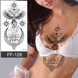 Popxstar fake henna tattoo mandala lotus flowers jewery arabic indian egyptian tattoo sleeve hand finger breast tatoo black waterproof