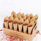 Popxstar Kraft Paper Wedding Confetti Cone Holder Support for Wedding Decor Confetti Cones Stand Box Tray Fake Flower Wedding Paper Cones