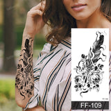 Popxstar fake henna tattoo mandala lotus flowers jewery arabic indian egyptian tattoo sleeve hand finger breast tatoo black waterproof