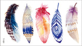 Popxstar Waterproof Temporary Tattoo Sticker Lotus Colorful Feather Leaves Butterfly Flash Tatoo Female 3D Body Art Child Fake Tatto Male