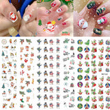 Popxstar Merry Christmas 3D Nails Sticker Winter Cute Cartoon Sliders Snowflake Elk Xmas Tree Decal UV Gel Polisn Manicures Foils Decor