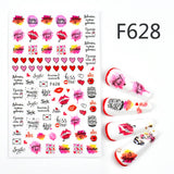 Popxstar Nail 3D Sticker Cool English Letter stickers for nail Foil Love Heart Design Valentines Manicure Decal Water Slide Foil