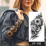 Popxstar fake henna tattoo mandala lotus flowers jewery arabic indian egyptian tattoo sleeve hand finger breast tatoo black waterproof