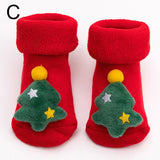 Popxstar 0-3Y Infant Baby Socks Cotton Kawaii Newborn Children's Anti Slip Floor Kids Toddler Socks Cute Boys Girls Red Christmas Socks