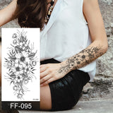 Popxstar fake henna tattoo mandala lotus flowers jewery arabic indian egyptian tattoo sleeve hand finger breast tatoo black waterproof