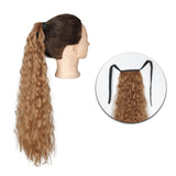 Popxstar Synthetic Corn Wavy Long Ponytail  Hairpiece Wrap on Clip Hair Extensions Ombre Brown Pony Tail Blonde Fack Hair