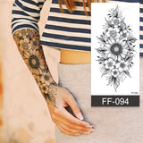 Popxstar fake henna tattoo mandala lotus flowers jewery arabic indian egyptian tattoo sleeve hand finger breast tatoo black waterproof