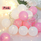 Popxstar 20 LED Cotton Ball String Lights Battery Operated Colorful Garland Fairy Lights for Home Wedding Christmas Party Outdoor Decors
