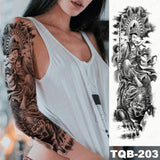 Popxstar Large Arm Sleeve Tattoo Lion Crown King Rose Waterproof Temporary Tatoo Sticker Wild Wolf Tiger Men Full Skull Totem Tatto