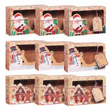 3/6/9/12pcs Kraft Paper Candy Boxes Merry Christmas Cookie Gift Box Clear Window Packaging Bag Party Favor New Year Decoration