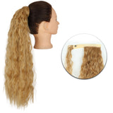 Popxstar Synthetic Corn Wavy Long Ponytail  Hairpiece Wrap on Clip Hair Extensions Ombre Brown Pony Tail Blonde Fack Hair