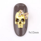 Popxstar 10 Pcs Gold silver Skull 3D Nail Art Decorations,Alloy Halloween Nail Charms Jewelry for Nail Polish Tools QB082-083