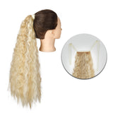 Popxstar Synthetic Corn Wavy Long Ponytail  Hairpiece Wrap on Clip Hair Extensions Ombre Brown Pony Tail Blonde Fack Hair