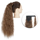 Popxstar Synthetic Corn Wavy Long Ponytail  Hairpiece Wrap on Clip Hair Extensions Ombre Brown Pony Tail Blonde Fack Hair