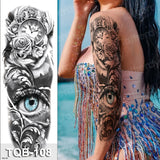 Popxstar large temporary tattoos women thigh leg tattoo sleeve pattern waterproof tatoo sticker body art sexy tatoo fake water sheet