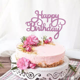 Popxstar Valentine's Day Gittler Happy Birthday Cake Topper Bling Sparkle Decoration Sign Happy Birthday Cake Topper Girl`s Birthday Dessert Decor