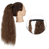 Popxstar Synthetic Corn Wavy Long Ponytail  Hairpiece Wrap on Clip Hair Extensions Ombre Brown Pony Tail Blonde Fack Hair