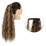 Popxstar Synthetic Corn Wavy Long Ponytail  Hairpiece Wrap on Clip Hair Extensions Ombre Brown Pony Tail Blonde Fack Hair