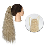 Popxstar Synthetic Corn Wavy Long Ponytail  Hairpiece Wrap on Clip Hair Extensions Ombre Brown Pony Tail Blonde Fack Hair