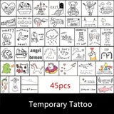 Popxstar teenagers over knee tattoo men small men's tattoos45 Sheets Simple Small Fresh Cute Men and Girls Wind Lasting English Tattoo Sticker