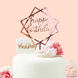 Popxstar Acrylic Rose Gold Birthday Cake Decoration Holiday Supplies Disposable Cake Plug Card